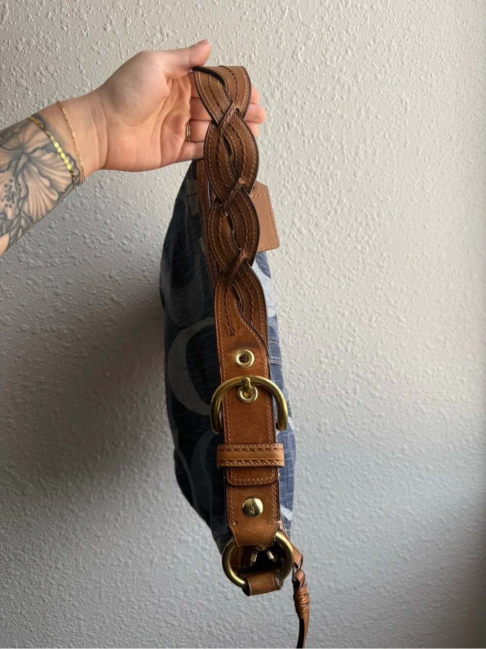 RARE Y2K Coach Carly Denim Hobo Shoulder Bag #12190
